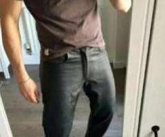 Wolf black leather jeans