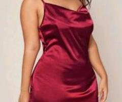 Red satin dress